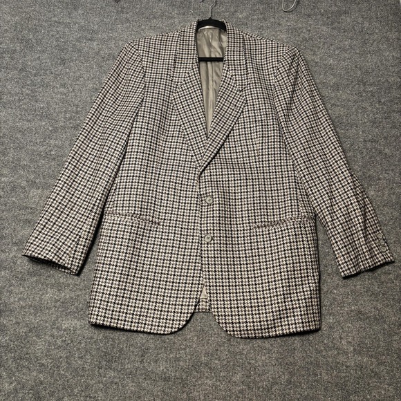 British Tailor Other - British Tailor Blazer Mens Large Gray Houndstooth Tweed Sport Coat Peter So